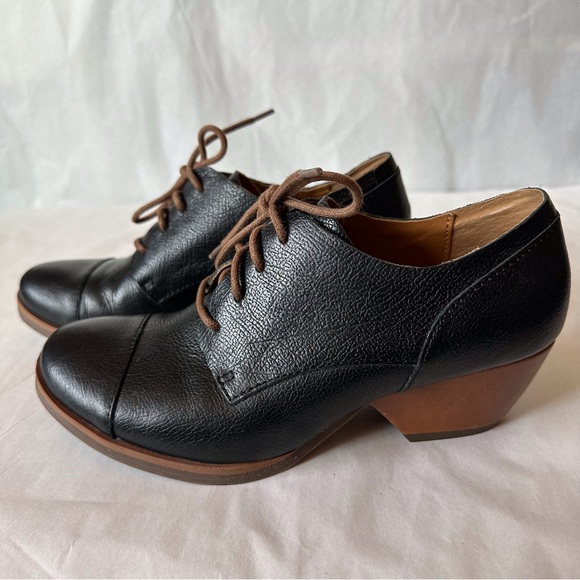 KorkEase Shoes Kork Ease Estella Leather Black Oxford Pump Lace Up